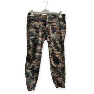 Nili Lotan Cropped French Military Pant In Coyote Brown Camo,  Size 6, Ankle Zip